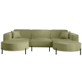 PARMA U HILLS Ecksofa – Komfortables Sofa mit Scala Cordstoff, modernes Design, 299 cm - Lime, Hellgrün.png
