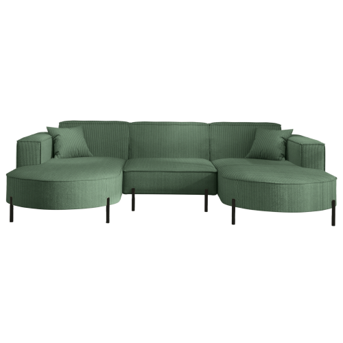 PARMA U HILLS Ecksofa – Komfortables Sofa mit Scala Cordstoff, modernes Design, 299 cm - Forest, Grün