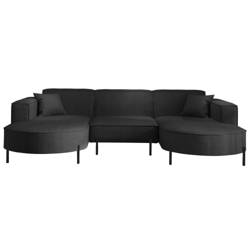 PARMA U HILLS Ecksofa – Komfortables Sofa mit Scala Cordstoff, modernes Design, 299 cm - Anthracite, Dunkelgrau