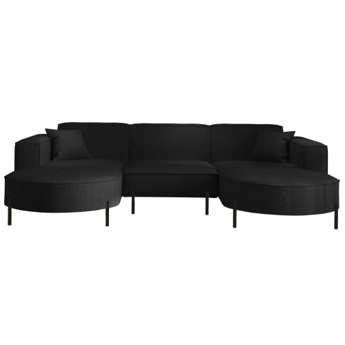 PARMA U HILLS Ecksofa – Komfortables Sofa mit Scala Cordstoff, modernes Design, 299 cm - Schwarz