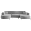 PARMA U HILLS Ecksofa – Sofa mit Bouclé Stoff Quelle, modernes Design, 299 cm - Hellgrau (Quelle 83)