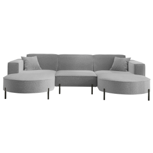 PARMA U HILLS Ecksofa – Sofa mit Bouclé Stoff Quelle, modernes Design, 299 cm - Hellgrau (Quelle 83)
