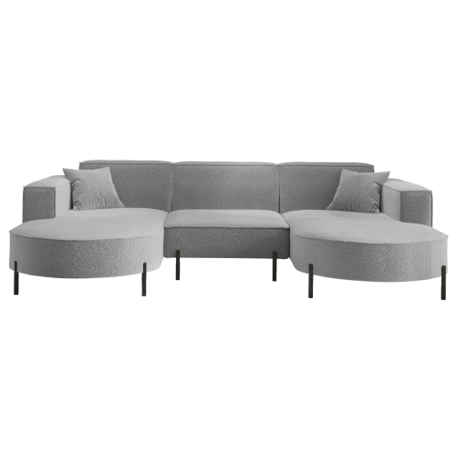 PARMA U HILLS Ecksofa – Sofa mit Bouclé Stoff Quelle, modernes Design, 299 cm - Hellgrau (Quelle 83)