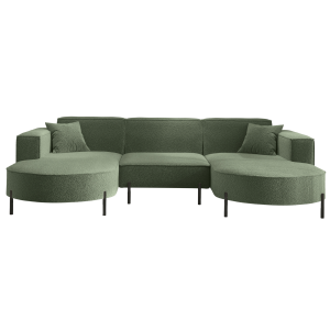 PARMA U HILLS Ecksofa – Sofa mit Bouclé Stoff Quelle, modernes Design, 299 cm - Dunkelgrün (Quelle 37)