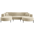 PARMA U HILLS Ecksofa – Sofa mit Bouclé Stoff Quelle, modernes Design, 299 cm - Creme Beige (Quelle 06)