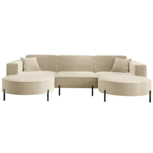 PARMA U HILLS Ecksofa – Sofa mit Bouclé Stoff Quelle, modernes Design, 299 cm - Creme Beige (Quelle 06)