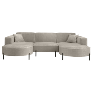 PARMA U HILLS Ecksofa – Sofa mit Stoff Noel, modernes Design, 299 cm - Hellgrau (Noel 14)