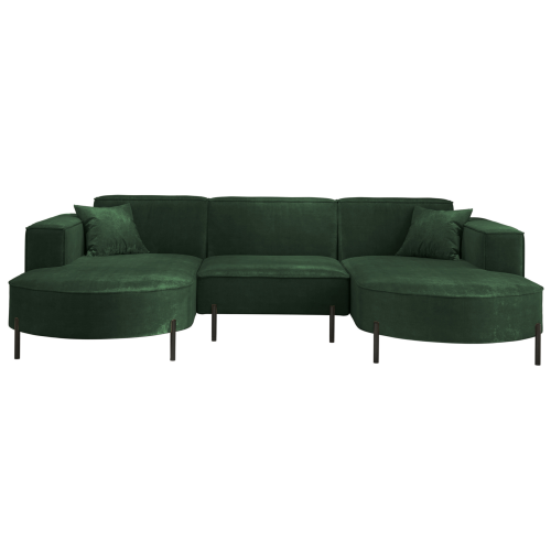 PARMA U HILLS Ecksofa – Sofa mit Stoff Noel, modernes Design, 299 cm - Dunkelgrün (Noel 20)