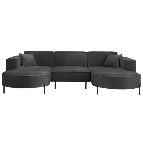 PARMA U HILLS Ecksofa – Sofa mit Stoff Noel, modernes Design, 299 cm - Graphit (Noel 25)
