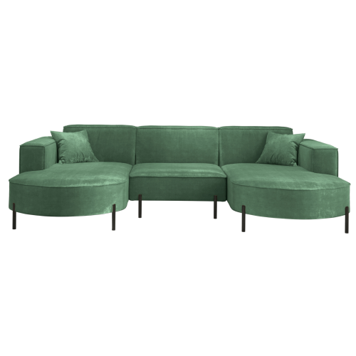 PARMA U HILLS Ecksofa – Sofa mit Stoff Noel, modernes Design, 299 cm - Grün (Noel 09)