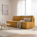 2-Sitzer Sofa LUNA mit Schlaffunktion & Bettkasten – modernes Design, Stoff POSO - Senf (Poso 01)