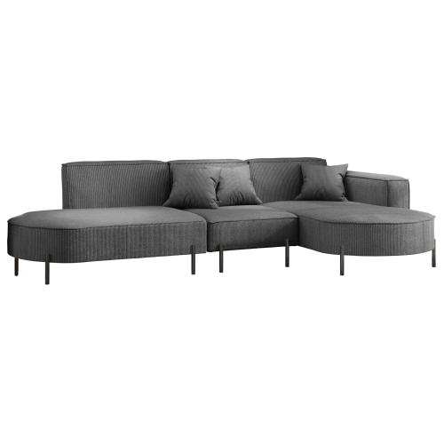 Parma Hills L – elegantes Ecksofa in L-Form mit hohen Beinen und Scala-Stoff - Anthracite, Dunkelgrau