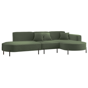 Parma Hills L – elegantes Ecksofa in L-Form mit hohen Beinen und Bouclé-Stoff - Dunkelgrün (Quelle 37)