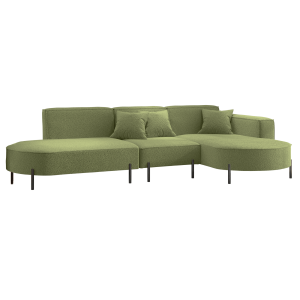 Parma Hills L – elegantes Ecksofa in L-Form mit hohen Beinen und Bouclé-Stoff - Grün (Quelle 38)