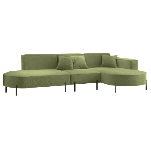 Parma Hills L – elegantes Ecksofa in L-Form mit hohen Beinen und Bouclé-Stoff - Grün (Quelle 38)