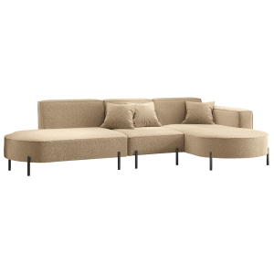 Parma Hills L – elegantes Ecksofa in L-Form mit hohen Beinen und Bouclé-Stoff - Beige, Hellbraun (Quelle 18)
