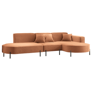 Parma Hills L – elegantes Ecksofa in L-Form mit hohen Beinen und Bouclé-Stoff - Ziegel, Orange (Quelle 54)