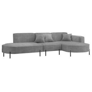 Parma Hills L – elegantes Ecksofa in L-Form mit hohen Beinen und Velours Noel - Dunkelgrau (Noel 26)