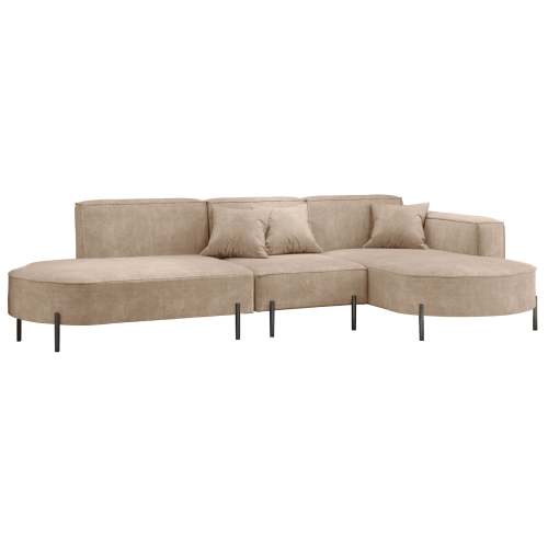 Parma Hills L – elegantes Ecksofa in L-Form mit hohen Beinen und Velours Noel - Beige (Noel 17)