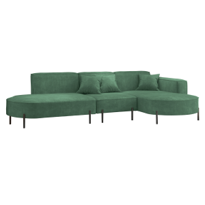 Parma Hills L – elegantes Ecksofa in L-Form mit hohen Beinen und Velours Noel - Grün (Noel 09)