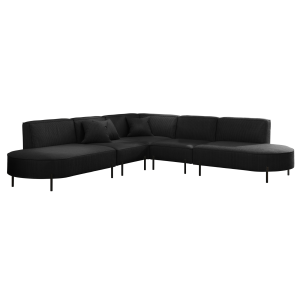 PARMA Corner HILLS Ecksofa – modernes Design, bequemer Komfort & Cordstoff - Stoff Scala - Schwarz