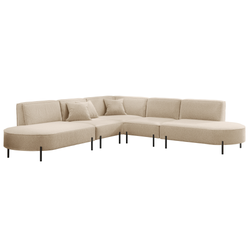 PARMA Corner HILLS Ecksofa – modernes Design, Komfort & Bouclé Stoff - Creme Beige (Quelle 06)