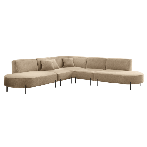 PARMA Corner HILLS Ecksofa – modernes Design, Komfort & Bouclé Stoff - Beige, Hellbraun (Quelle 18)