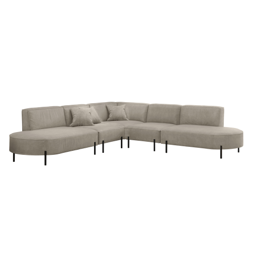 PARMA Corner HILLS Ecksofa – luxuriöser Velours NOEL mit Schattierungseffekt - Hellgrau (Noel 14)