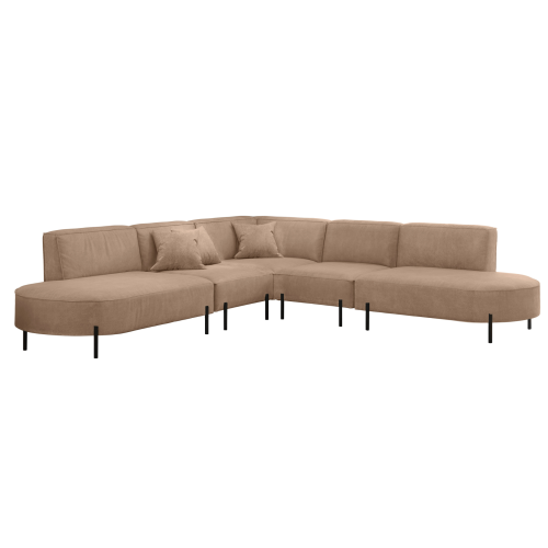 PARMA Corner HILLS Ecksofa – luxuriöser Velours NOEL mit Schattierungseffekt - Beige (Noel 17)