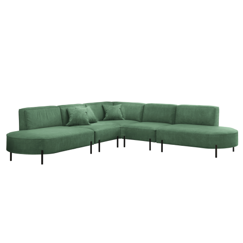 PARMA Corner HILLS Ecksofa – luxuriöser Velours NOEL mit Schattierungseffekt - Grün (Noel 09)