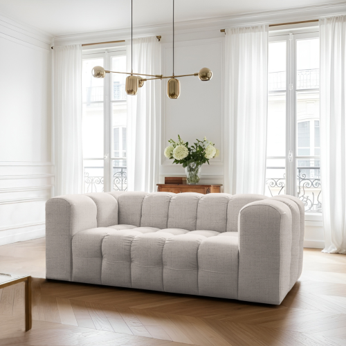 BALOO Sofa 2-Sitzer 200 cm – modernes Design & hoher Komfort – Creme, Stoff Molly 02