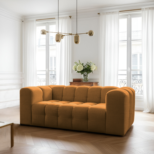 BALOO Sofa 2-Sitzer 200 cm – modernes Design & hoher Komfort – Orange, Stoff Moly 51