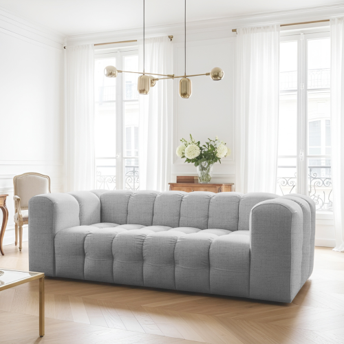 BALOO 3-Sitzer Sofa, Modernes Design & luxuriöser Komfort für dein Wohnzimmer - Hellgrau, Stoff Moly 70