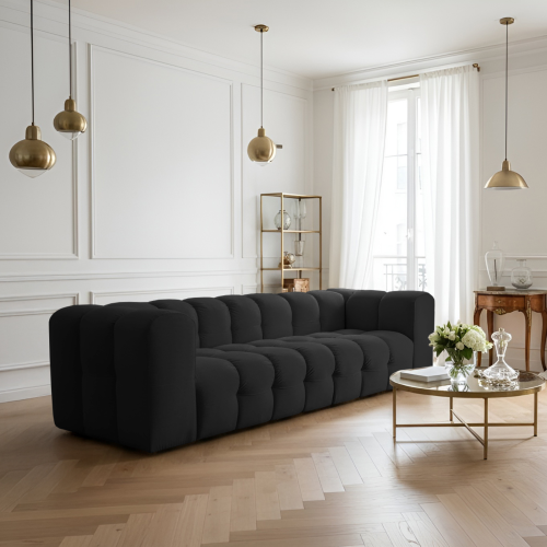 BALOO 4-Sitzer Sofa, Modernes Design & luxuriöser Komfort für dein Wohnzimmer - Schwarz (Tiffany 20)
