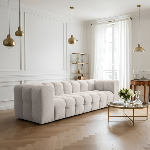 BALOO 4-Sitzer Sofa, Modernes Design & luxuriöser Komfort für dein Wohnzimmer - Creme, Stoff Moly 02
