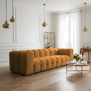 BALOO 4-Sitzer Sofa, Modernes Design & luxuriöser Komfort für dein Wohnzimmer - Orange, Stoff Moly 51