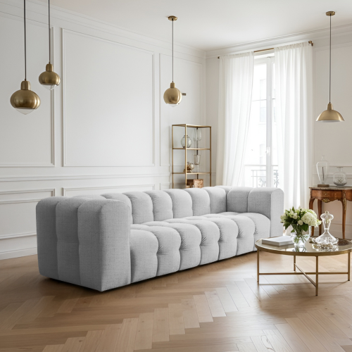 BALOO 4-Sitzer Sofa, Modernes Design & luxuriöser Komfort für dein Wohnzimmer - Hellgrau, Stoff Moly 70