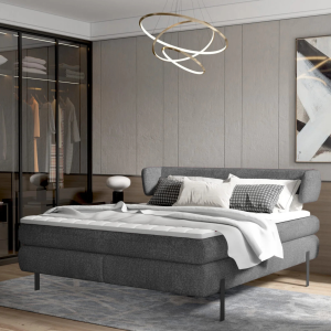 NOBILE – Modernes Boxspringbett mit Kopfteil auf Metallfüßen | Elegantes Design & 7-Zonen-Taschenfederkern - 160x200 cm