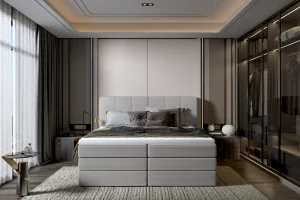 Dilma Boxspringbett mit Bettkasten – Komfortbett mit 7-Zonen-Taschenfederkern und Bonell-Matratze - 160x200 cm