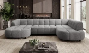 Ecksofa VELPA XL – modernes Design mit elektrischer Sitztiefenverstellung & höchstem Komfort – Grau (Loop 17) 