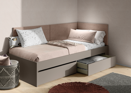 WOOW WO-12 – Modulares Jugendbett 90x200 mit Schubladen in Clay Gray