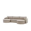 VERONA U Cord Ecksofa mit Schlaffunktion – großes U-Sofa mit Bettkasten, breitem Sitzkomfort & POSO Cordstoff - Beige 100
