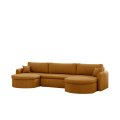 VERONA U Cord Ecksofa mit Schlaffunktion – großes U-Sofa mit Bettkasten, breitem Sitzkomfort & POSO Cordstoff - Senf 01