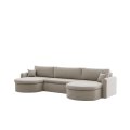 VERONA U Ecksofa mit Schlaffunktion – großes U-Sofa mit Bettkasten, feinem FARO Stoff & höchstem Sitzkomfort - Hellgrau