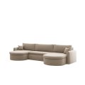VERONA U Ecksofa mit Schlaffunktion – großes U-Sofa mit Bettkasten, feinem FARO Stoff & höchstem Sitzkomfort - Beige