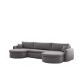 VERONA U Ecksofa mit Schlaffunktion – großes U-Sofa mit Bettkasten, feinem FARO Stoff & höchstem Sitzkomfort - Grau