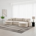 VERONA U Ecksofa mit Schlaffunktion – großes U-Sofa mit Bettkasten & exklusivem QUELLE Bouclé Stoff - Creme