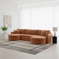 VERONA U Ecksofa mit Schlaffunktion – großes U-Sofa mit Bettkasten & exklusivem QUELLE Bouclé Stoff - Orange, Ziegel