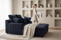 LAZY ONE Chaiselongue im modernen Cord-Look – luxuriöse Liege mit weichen Kissen & Komfortpolsterung - Blau
