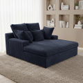 LAZY ONE Chaiselongue im modernen Cord-Look – luxuriöse Liege mit weichen Kissen & Komfortpolsterung - Blau